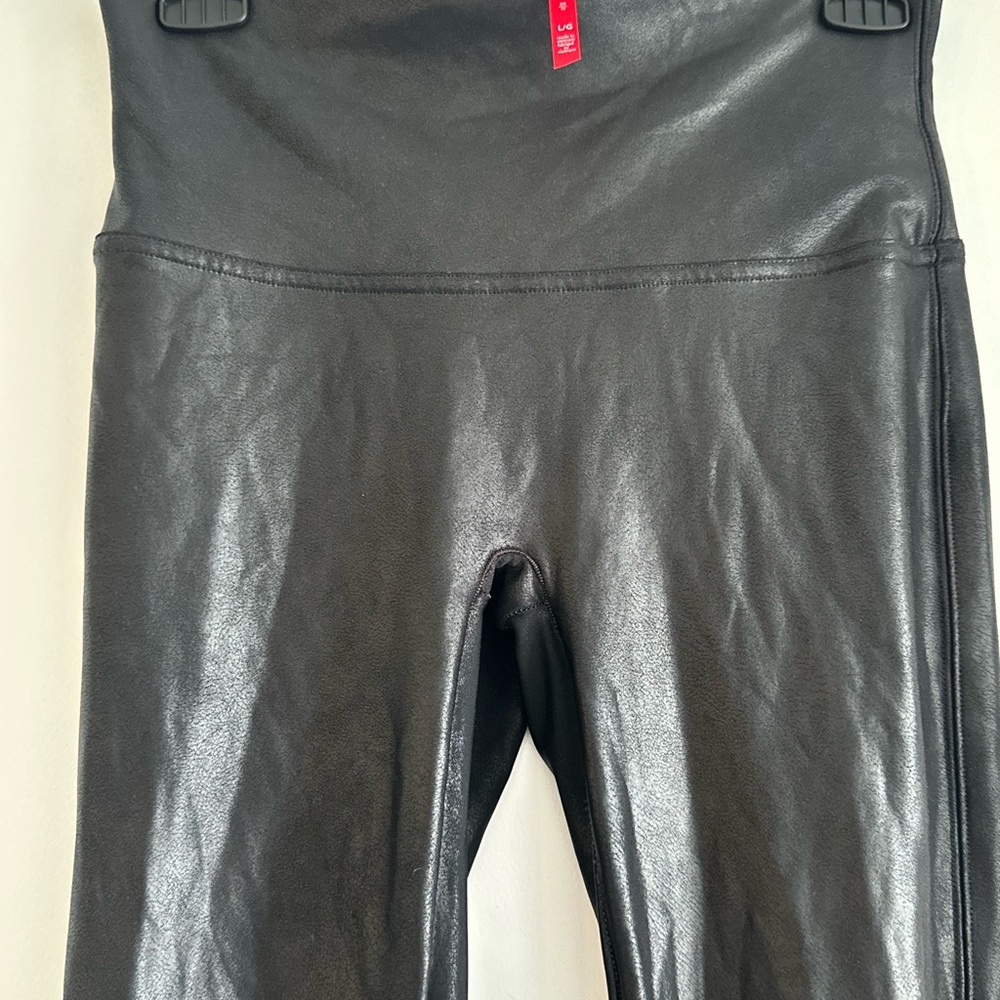 SPANX Black Faux Leather Leggings L - Picture 2 of 5